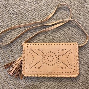 Tan Faux Leather Small Purse/Clutch with Tassel